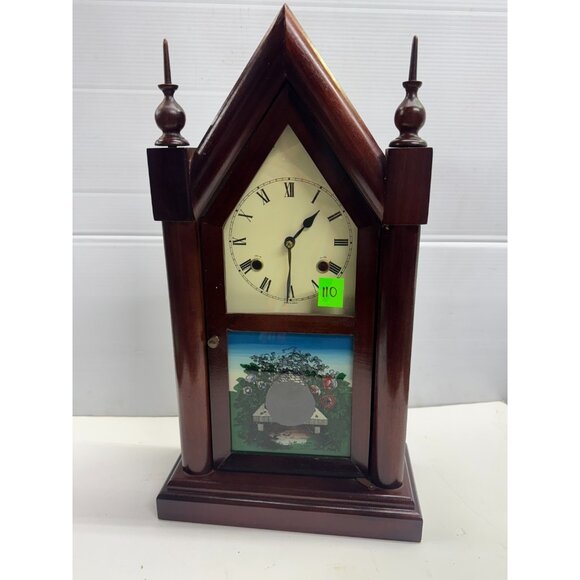 Vintage Estate Wooden Steeple Mantle Clock - Picture 7 of 7